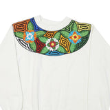 HANES Womens White Sweatshirt XL Pullover Cotton Blend Floral Colourful Print