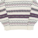 PINNACLE Womens Cream Patterned Jumper Crew Neck Basic Knit M Winter Knitwear