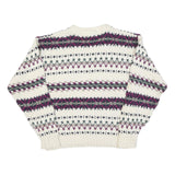 PINNACLE Womens Cream Patterned Jumper Crew Neck Basic Knit M Winter Knitwear