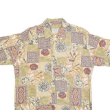 COLDOR Mens Beige Patterned Casual Shirt M Cotton Blend Summer Style