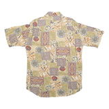 COLDOR Mens Beige Patterned Casual Shirt M Cotton Blend Summer Style