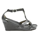 PALLADIUM Womens Black Leather Wedge Sandals UK 4 Stylish Comfortable Summer