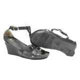 PALLADIUM Womens Black Leather Wedge Sandals UK 4 Stylish Comfortable Summer