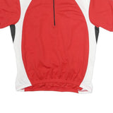 CANARI Mens Red & White T-Shirt 3XL Short Sleeve 1/4 Zip Cycling Jersey