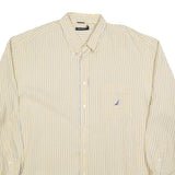 NAUTICA Mens Yellow & Blue Striped Cotton Blend 2XL Shirt Button-Down Collar