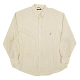 NAUTICA Mens Yellow & Blue Striped Cotton Blend 2XL Shirt Button-Down Collar