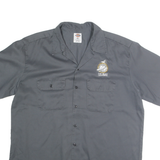 DICKIES Mens Grey Work Shirt XL Fort Bragg California Logo Cotton Blend Button