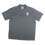 DICKIES Mens Grey Work Shirt XL Fort Bragg California Logo Cotton Blend Button
