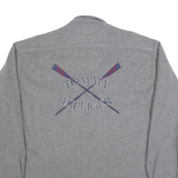 TOMMY HILFIGER Mens Blue & Grey Striped Wool Blend Shirt XL Relaxed Fit