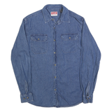 WRANGLER Mens Blue Denim Shirt S Casual Cotton Blend Long Sleeve Button Up