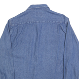 WRANGLER Mens Blue Denim Shirt S Casual Cotton Blend Long Sleeve Button Up