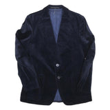 Mens Navy Blue Classic Jacket S Polyester Blend Plain Button Closure