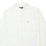NAUTICA Mens White Button-Down Shirt L Classic Cotton Blend Long Sleeve