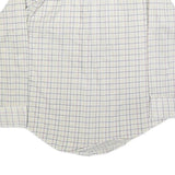 ARROW Mens White Blue & Yellow Checked Shirt XL Classic Button Collar Long