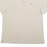 TOMMY HILFIGER Mens Beige Short Sleeve Plain Polo Shirt L Cotton Blend Casual