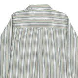 CHAPS Mens Green & White Striped Cotton Shirt L Classic Fit Casual