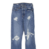 LEVI'S 501 Womens Regular Fit Straight Denim Stone Wash Jeans W24 L30 Distressed