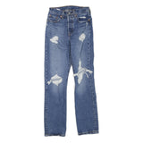 LEVI'S 501 Womens Regular Fit Straight Denim Stone Wash Jeans W24 L30 Distressed
