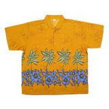 OASIS Mens Yellow & Blue Hawaiian Shirt XL Tropical Floral Palm Pattern