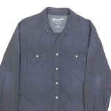 WRANGLER Mens Blue Stripe Button Shirt Retro M Cotton Casual Western Style