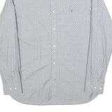 TOMMY HILFIGER Mens Grey & Pink Shirt L Slim Fit Cotton Blend Casual Shirt