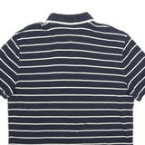 TOMMY HILFIGER Mens Navy Blue & White Striped Polo Shirt Short Sleeve L Cotton