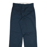 DICKIES Mens Regular Navy Blue Cotton Blend Zip Trousers W28 L31 Workwear