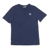 ADIDAS Mens Navy Blue Graphic Crew Neck Short Sleeve T-Shirt S Casual Cotton