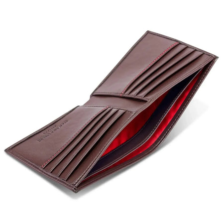 Bifold Wallet in Chestnut Brown & Red