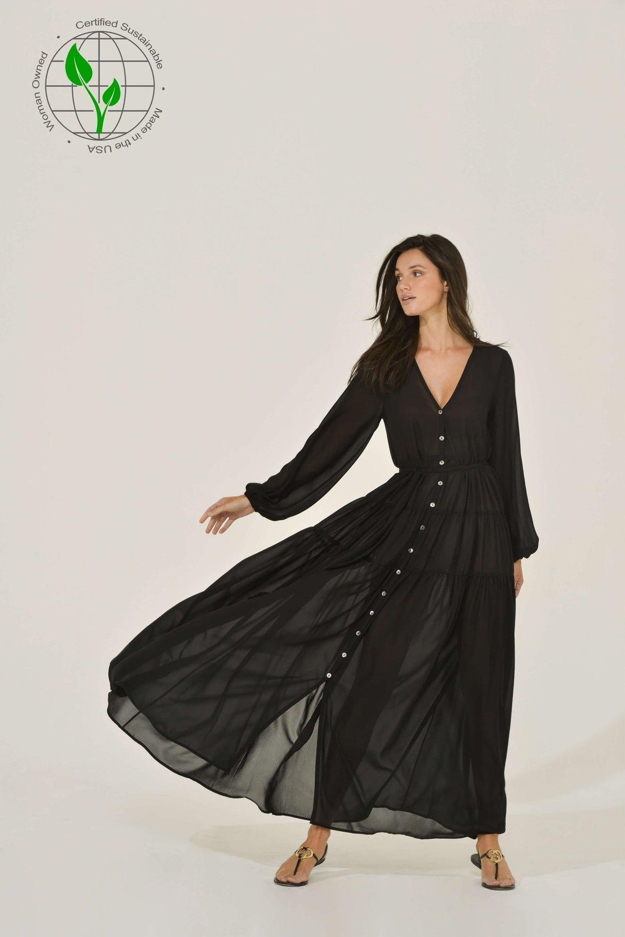 sustainable black maxi dress Odana's | BELLE