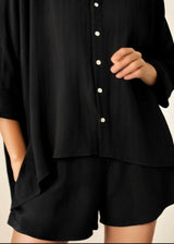 Women linen shorts - Black