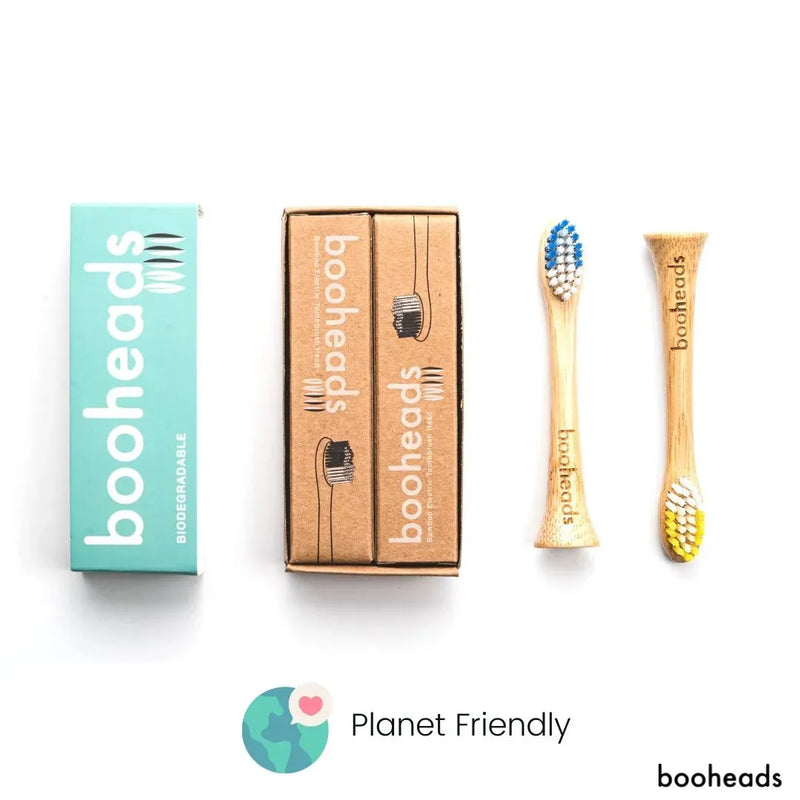 booheads - 2PK - Bamboo Electric Toothbrush Heads - Deep Clean | Compatible with Sonicare | Biodegradable Eco Friendly Sustainable - booheads