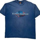 Harley Davidson Graphic T-Shirt - 2XL Blue Cotton
