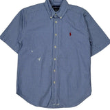 Ralph Lauren Checked Short Sleeve Shirt - Medium Blue Cotton