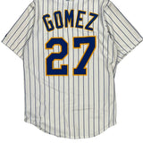 Milwaukee Brewers Majestic Striped Jersey - Small Blue Polyester