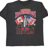 Single Stitch New Jersey Devils Starter Graphic T-Shirt - Large Black Cotton