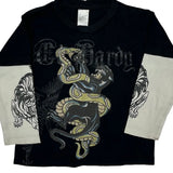 Age 3-4 Ed Hardy Graphic Long Sleeve T-Shirt - XS Black Cotton