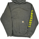 Carhartt Spellout Hoodie - Large Gray Cotton Blend