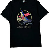 Single Stitch Lake George Fruit Of The Loom Graphic T-Shirt - Medium Black Cotton