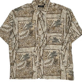 Puritan Floral Hawaiian Shirt - Large Brown Viscose