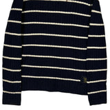 Polo By Ralph Lauren Striped Cable Knit Sweater - Small Navy Cotton