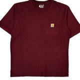 Carhartt T-Shirt - Small Burgundy Cotton