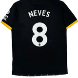 Wolverhampton Wanderers Adidas 2019-20 Neves Away Football Shirt - Medium Black Polyester