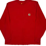 Carhartt Long Sleeve T-Shirt - Large Red Cotton
