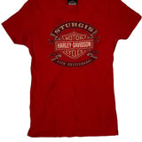 Harley Davidson Graphic T-Shirt - Medium Red Cotton