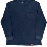Dickies Long Sleeve T-Shirt - Large Blue Cotton