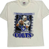 Single Stitch Indianapolis Colts Peyton Manning Joy Athletic Graphic T-Shirt - Large White Cotton