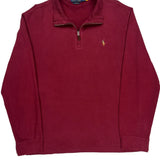 Polo By Ralph Lauren 1/4 Zip - Large Burgundy Cotton