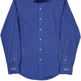 Regent Custom Fit Polo By Ralph Lauren Checked Shirt - Medium Blue Cotton