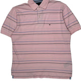 Tommy Hilfiger Striped Polo Shirt - Large Pink Cotton
